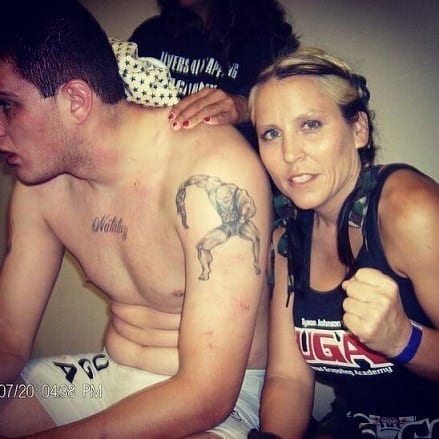 Tina Austin at her Muay Thai fight with another fighter