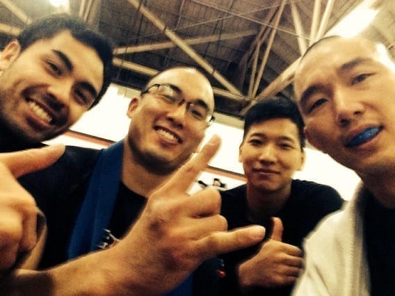 Professor Gino with Dan Kang, Youn and coach Yu in a group picture after Brazilian Jiu-Jitsu