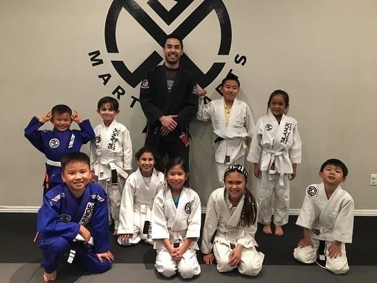 A kids BJJ group picture at Silanoe Martial Arts in San Gabriel California