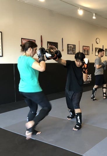 A straight right cross at Muay Thai Kickboxing at Silanoe San Gabriel Alhambra